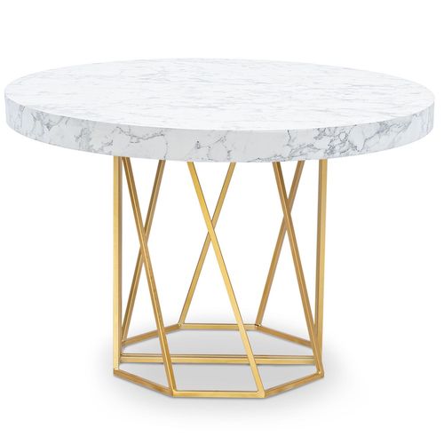 Table Ronde Extensible Yasmina Effet Marbre Et Pieds Or