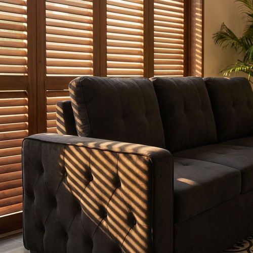 Canapé D'angle Convertible Moderne Delacroix Velours Noir