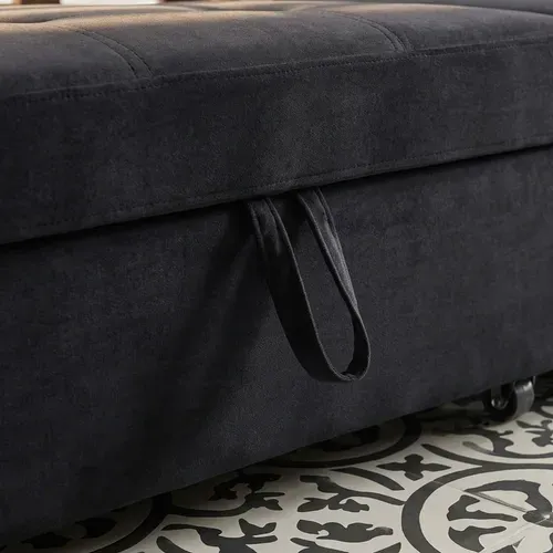 Canapé D'angle Convertible Moderne Delacroix Velours Noir