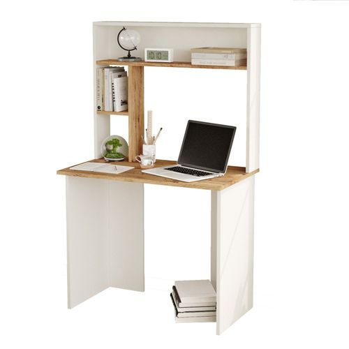 Bureau 3 Étagères Nizart L90cm Bois Et Blanc