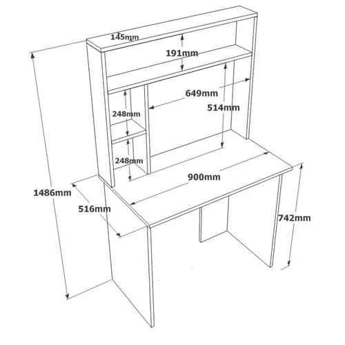 Bureau 3 Étagères Nizart L90cm Bois Et Blanc