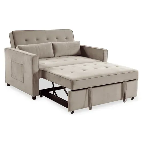 Canapé Convertible 2 Places Komaria Velours Beige