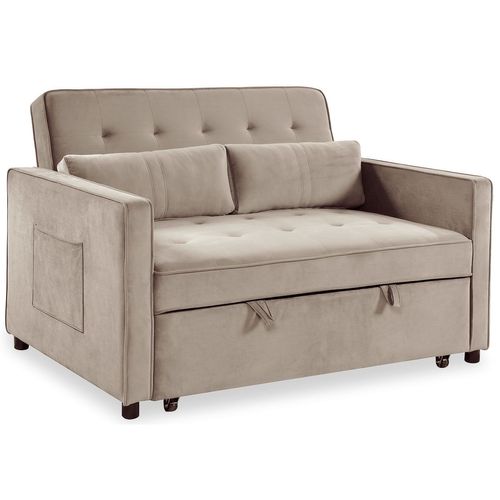 Canapé Convertible 2 Places Komaria Velours Beige