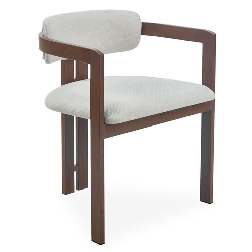Lot De 2 Chaises Design Galilea Métal Effet Bois Foncé Et Tissu Beige
