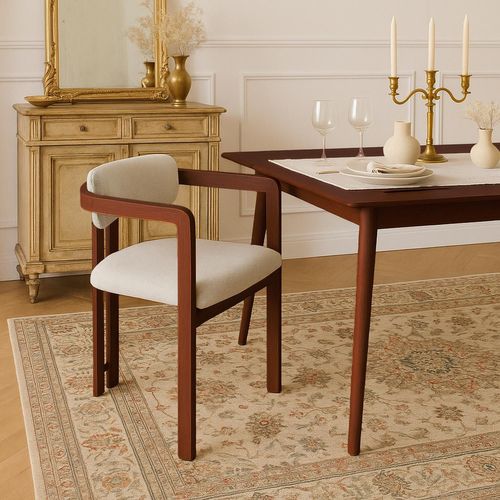 Lot De 2 Chaises Design Galilea Métal Effet Bois Foncé Et Tissu Beige