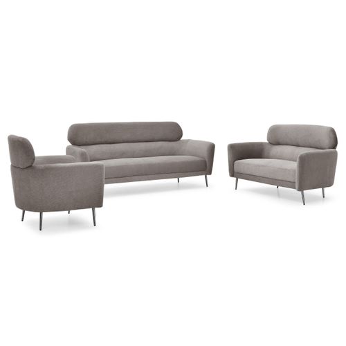 Fauteuil Moderne Avec Haut Dossier Damigal Tissu Doux Gris Taupe