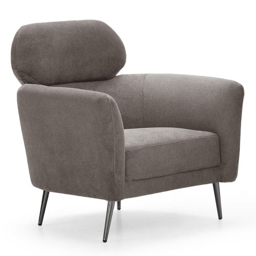 Fauteuil Moderne Avec Haut Dossier Damigal Tissu Doux Gris Taupe