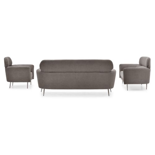 Fauteuil Moderne Avec Haut Dossier Damigal Tissu Doux Gris Taupe