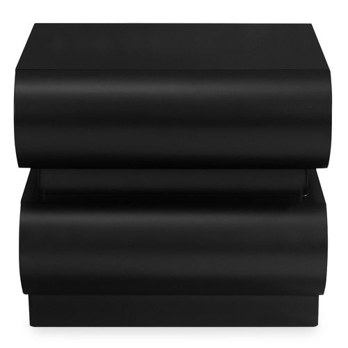Table De Chevet Avec 2 Tiroirs Arrondis L45cm Mezade Noir