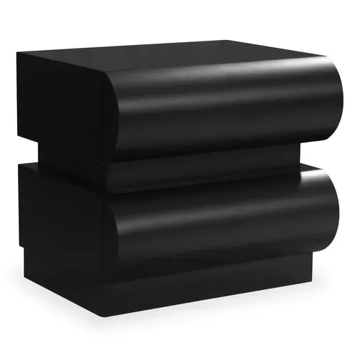 Table De Chevet Avec 2 Tiroirs Arrondis L45cm Mezade Noir