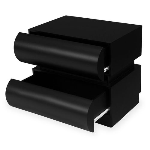 Table De Chevet Avec 2 Tiroirs Arrondis L45cm Mezade Noir