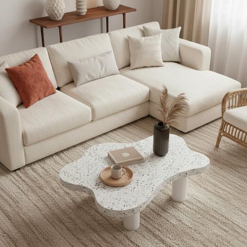 Table Basse Forme Nuage 69x100cm Lagoon Effet Terrazzo