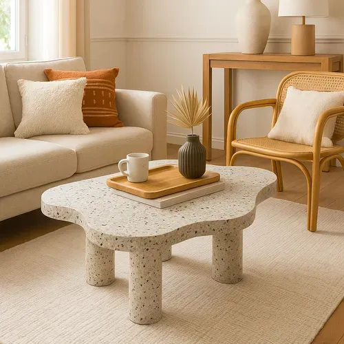 Table Basse Forme Nuage 69x100cm Lagoon Effet Terrazzo