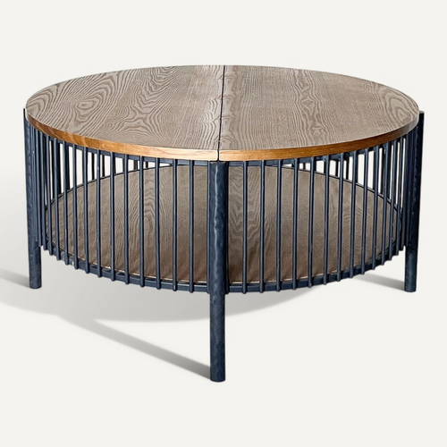 Table Basse Ronde Avec Rangement L84cm Curcuma Bois Et Métal Mareté Noir