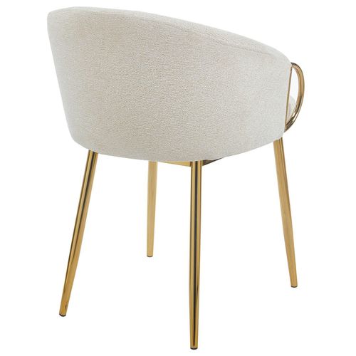 Lot De 6 Chaises Arrondies Et Matelassées Patricia Métal Doré Et Tissu Beige