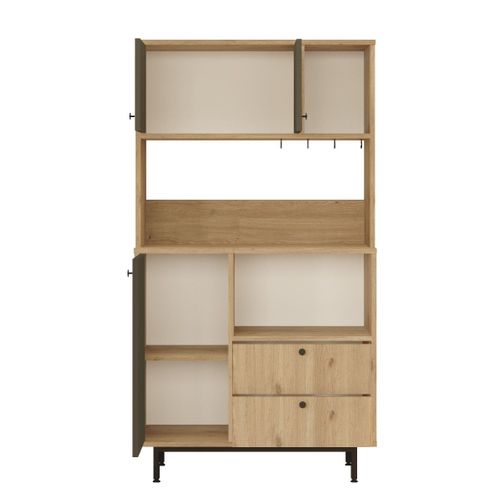 Buffet De Cuisine Haut "kieth" 161cm Naturel et Anthracite