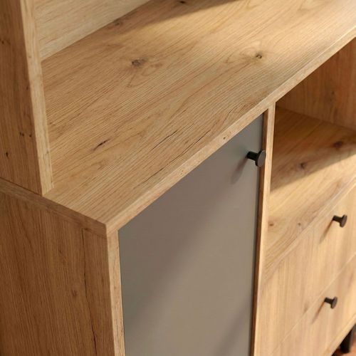 Buffet De Cuisine Haut "kieth" 161cm Naturel et Anthracite