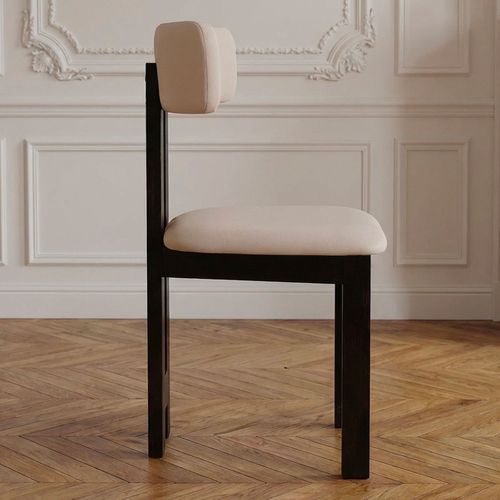 Chaise De Salle à Manger Design Ceriz Bois Foncé Et Velours Beige