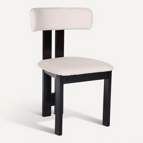 Chaise De Salle à Manger Design Ceriz Bois Foncé Et Velours Beige
