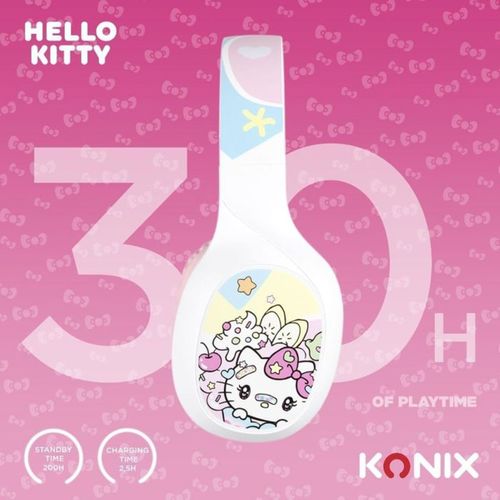 Casque Bluetooth Hello Kitty 40 Mm — Jusqu'à 30h, Blanc Et Rose
