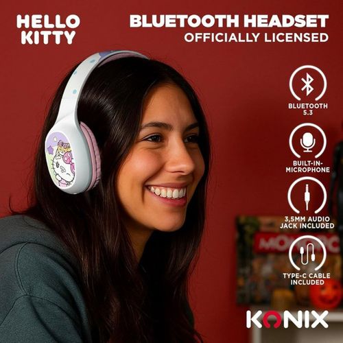 Casque Bluetooth Hello Kitty 40 Mm — Jusqu'à 30h, Blanc Et Rose