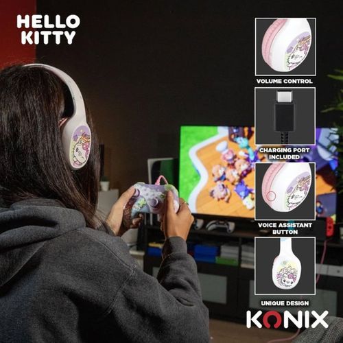 Casque Bluetooth Hello Kitty 40 Mm — Jusqu'à 30h, Blanc Et Rose