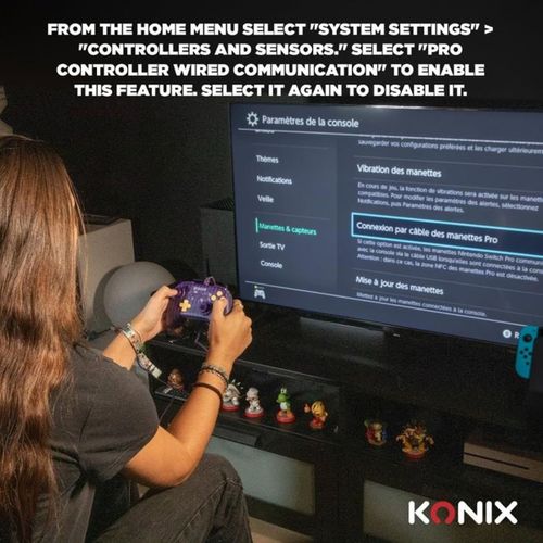 Manette Filaire Wednesday Pour Nintendo Switch / Switch 2 Et PC - Violet/noir