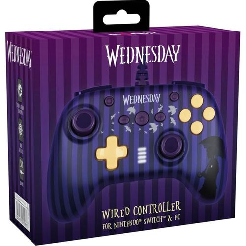Manette Filaire Wednesday Pour Nintendo Switch / Switch 2 Et PC - Violet/noir