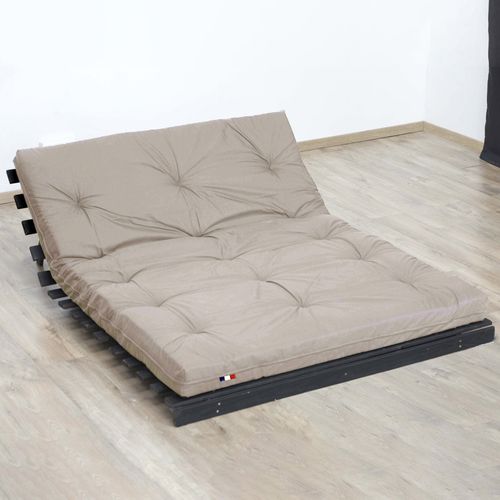 Matelas Futon Latex + Fibres Taupe 160x200