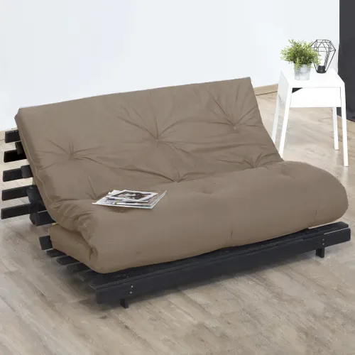 Matelas Futon Latex + Fibres Taupe 160x200