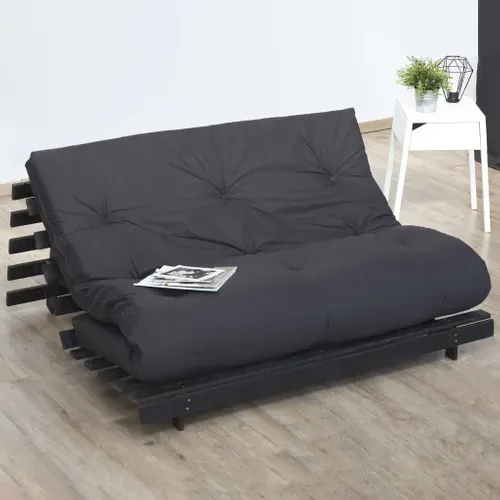 Matelas Futon Coton + Fibres Gris Anthracite 90x190cm