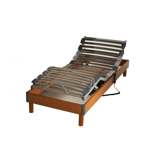 Lit Electrique Tous Lattes Bois Merisier 90x190cm