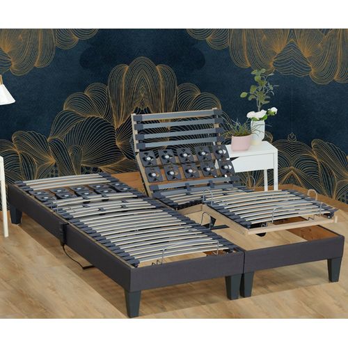 Lot 2 Lits Electriques Anthracite 2x90x200