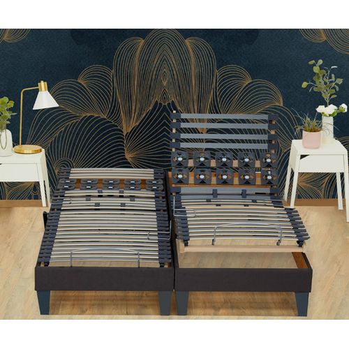 Lot 2 Lits Electriques Anthracite 2x90x200