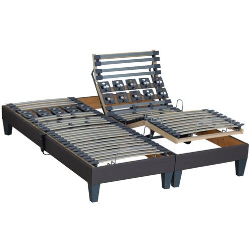 Lot 2 Lits Electriques Anthracite 2x90x200