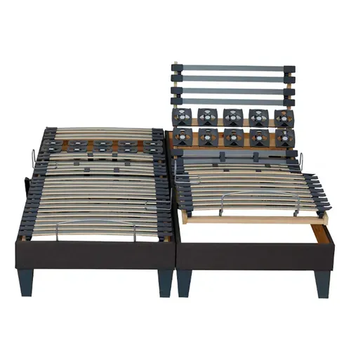 Lot 2 Lits Electriques Anthracite 2x80x200