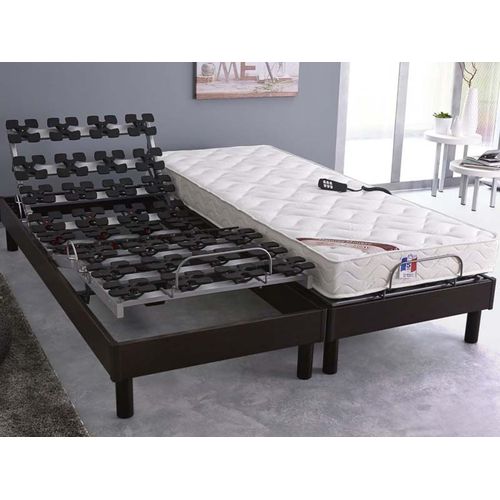 Lit Electrique Matelas Mousse Accueil Memoire De Forme + Sommier 2x90x200