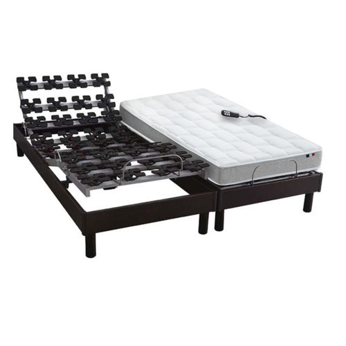 Lit Electrique Matelas Mousse Accueil Memoire De Forme + Sommier 2x90x200