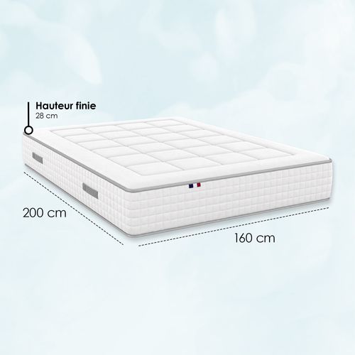 Matelas Hybride 160x200 cm BELLAGIO 7 zones Accueil mémoire de forme - Epaisseur 28 cm