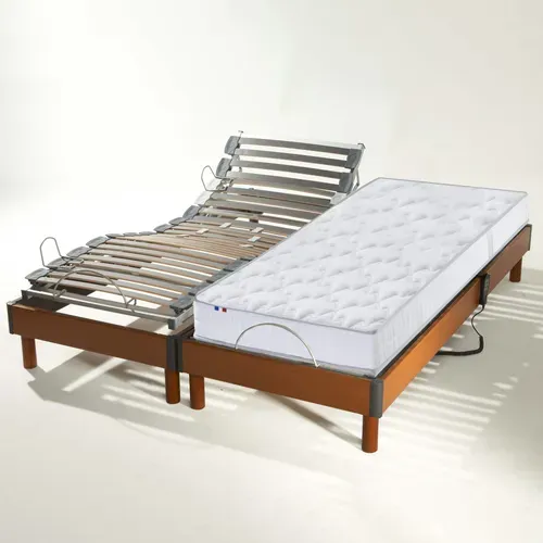 Lit Electrique Ressorts 5 Zones + Sommier 2x80x200 Avec Reglage Fermete