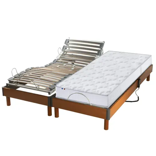 Lit Electrique Ressorts 5 Zones + Sommier 2x80x200 Avec Reglage Fermete