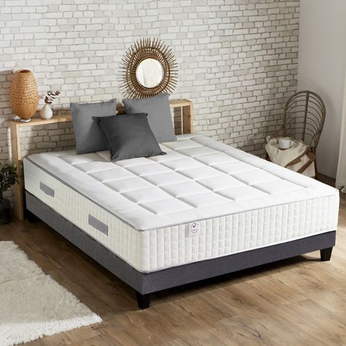 Ensemble Matelas Ressort 7 Zones + Sommier Gris Chine Palacio 140x190
