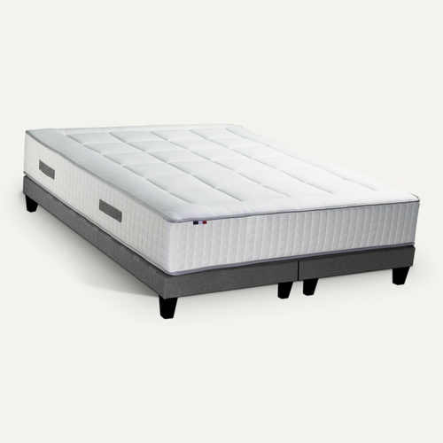 Ensemble Matelas Ressort 7 Zones + Sommier Gris Chine Palacio 2x80x200