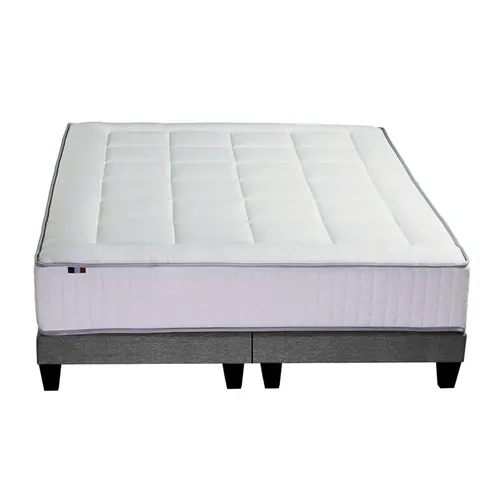 Ensemble Matelas Ressort 7 Zones + Sommier Gris Chine Palacio 2x80x200