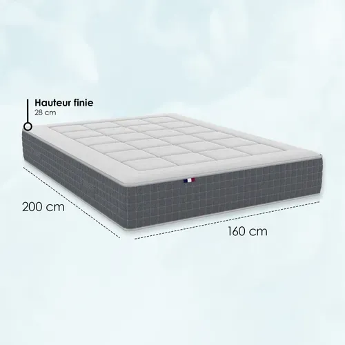 Matelas Ressorts 160x200 Cm MAX 7 zones Epaisseur 28 Cm