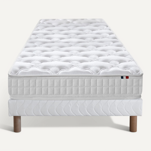 Ensemble Matelas Ressorts 5 Zones Etoile + Sommier 90x190 Sommier Blanc