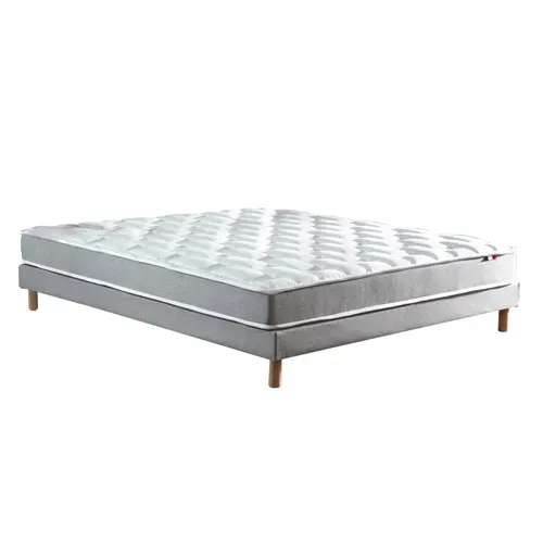 Ensemble Matelas Mousse Hr Accueil Memoire De Forme Zenith + Sommier 140x190 Gris Chine