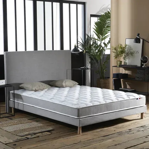 Ensemble Matelas Mousse Hr Accueil Memoire De Forme Zenith + Sommier 140x190 Gris Chine