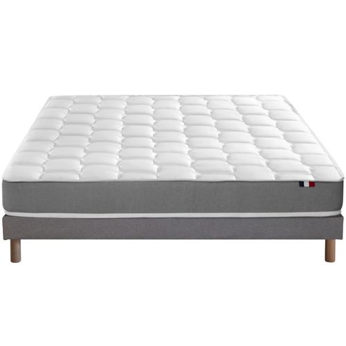 Ensemble Matelas Mousse Hr Accueil Memoire De Forme Zenith + Sommier 140x190 Gris Chine
