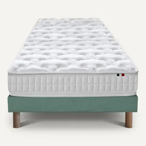 Ensemble Matelas Ressorts 5 Zones Etoile + Sommier 90x190 Sommier Vert Celadon